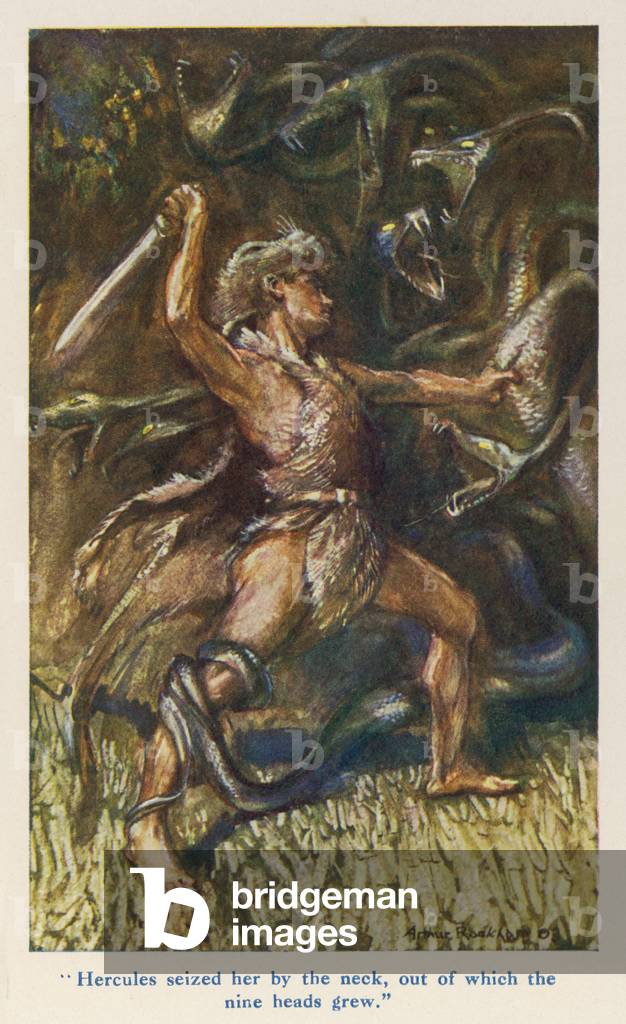 Image of Print depicting Herakles Versus Hydra by Arthur Rackham