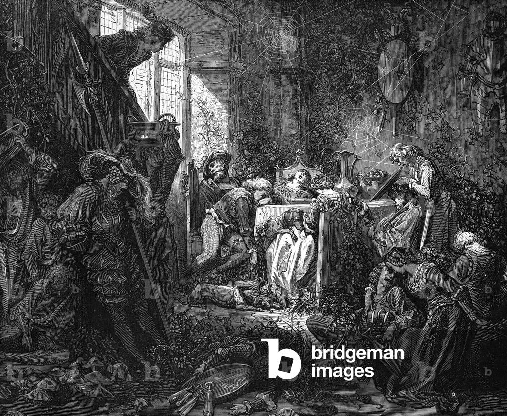 Bild von Gravur "Dornröschen - Nursery Tale" von Gustave Dore