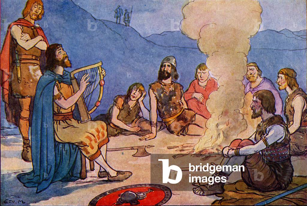 Immagine di Stampa "Un bardo che canta agli antichi britannici" di George Morrow