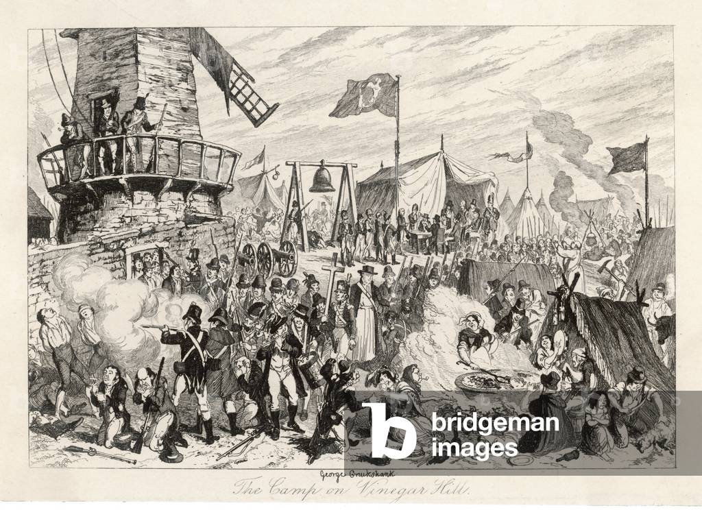 Immagine di Stampa "Campo dei ribelli irlandesi 1798" di George Cruikshank