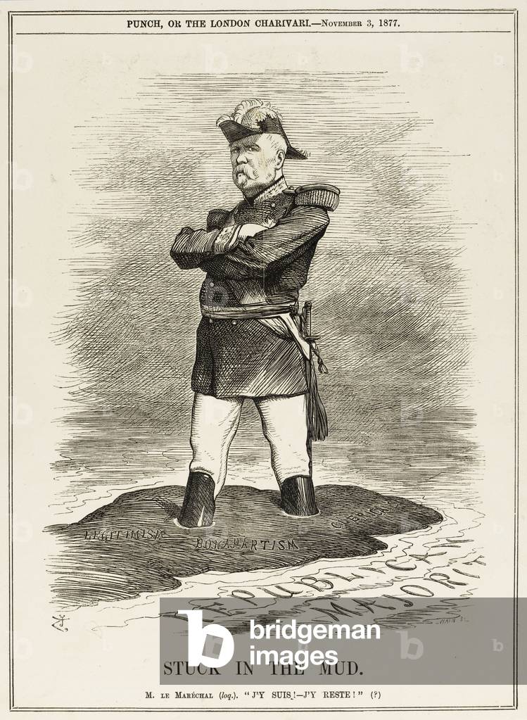 Immagine di Stampa "MACMAHON BLOCCATO NEL FANGO" 1877 di John Tenniel