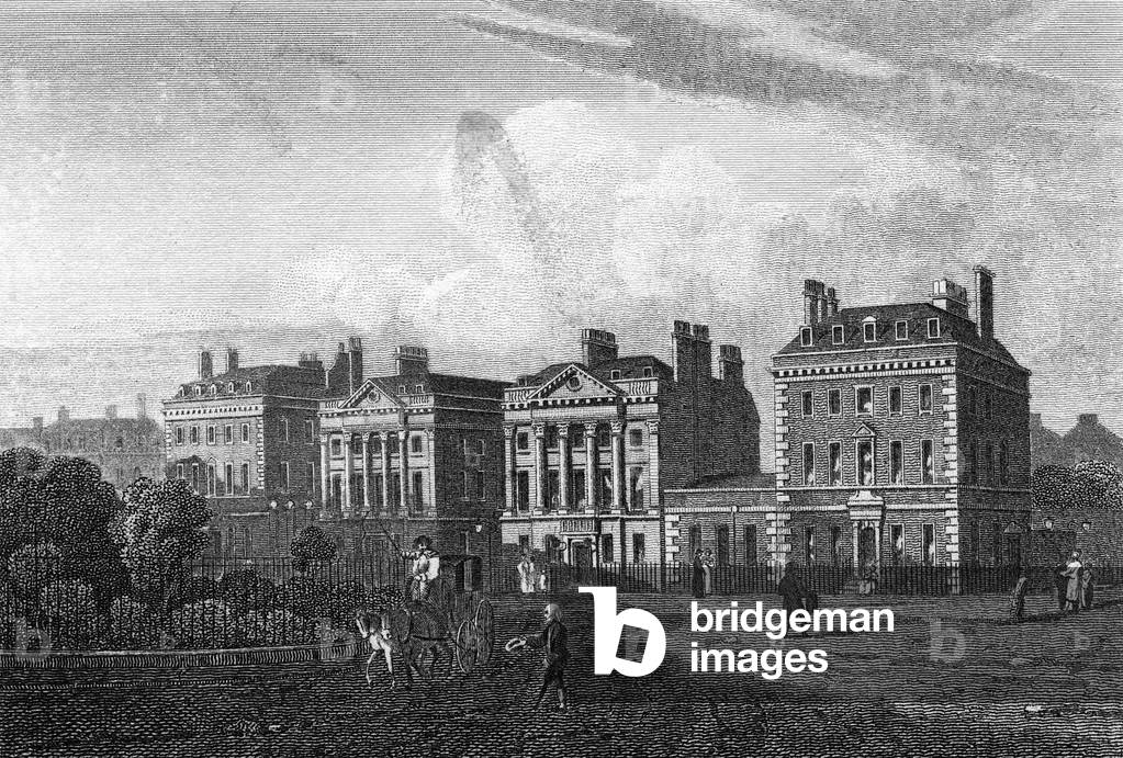 Bild von Gravur "CAVENDISH SQUARE" 1814 von J. P. Neale