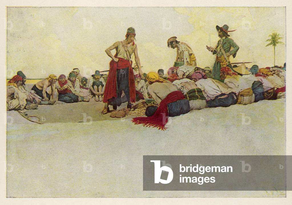 Immagine di Stampa "I PIRATI DIVIDONO IL TESORO" 1601 di Howard Pyle