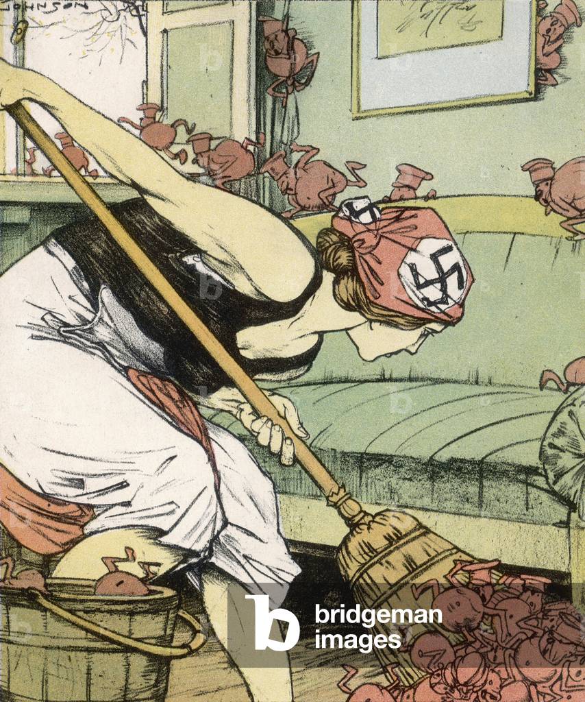 Image de Estampe représentant LE PRINTEMPS DE L'ALLEMAGNE NETTOIE 1933 par Arthur Johnson