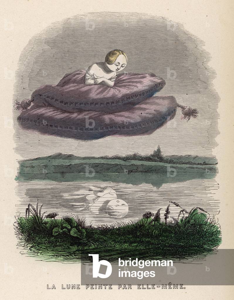Bild von Druck "MOND UND SPIEGELUNG" 1841 von Grandville