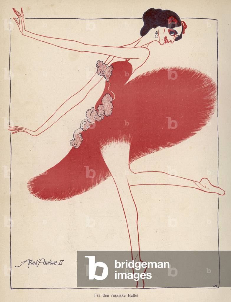 Image of Print depicting Anna Pavlova - Klods-Hans 1908 by Valdemar Andersen
