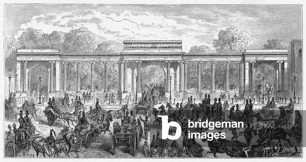 Image de Gravure représentant HYDE PARK CORNER 1870 par Gustave Dore