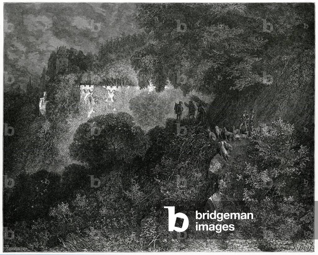 Image of Engraving depicting SLEEPING BEAUTY - 1 by Gustave Dore