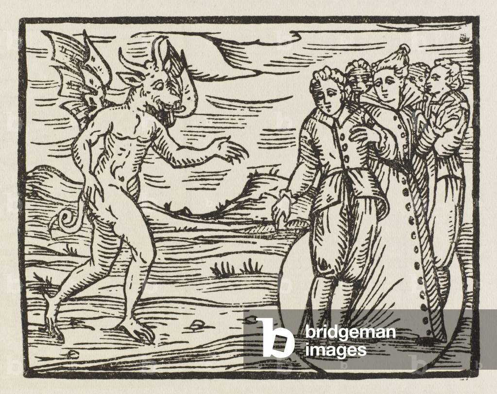 Bild von Gravur "TEUFEL HEISST REKRUT WILLKOMMEN" 1626 von Francesco Maria Guazzo