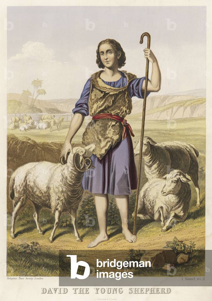 Image de Estampe représentant DAVID EN TANT QUE BERGER 1860 par Joseph Martin Kronheim