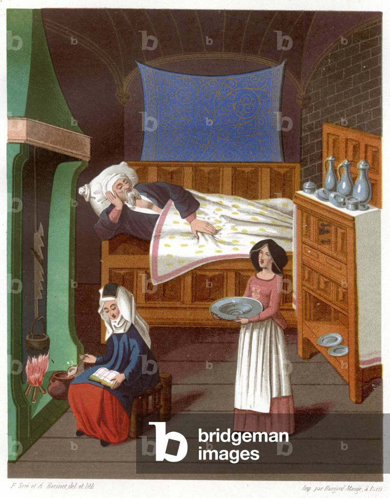 Image de Estampe représentant SCÈNE DE LIT DE MALADE (1470) 1801 par French School