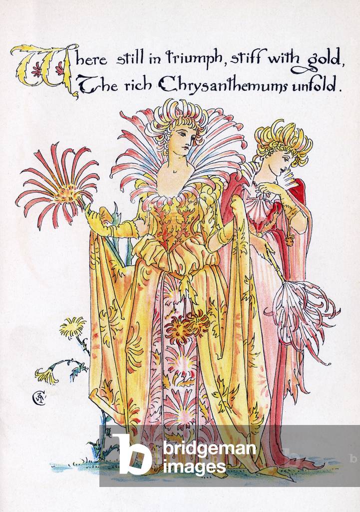 Image of Print depicting Chrysanthemums 1895 by Walter Crane