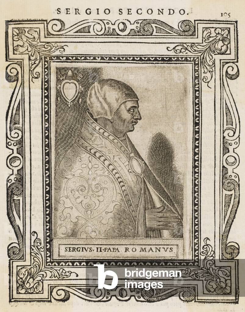 Bild von Gravur "PAPST SERGIUS II." 1588 von Cavalieri