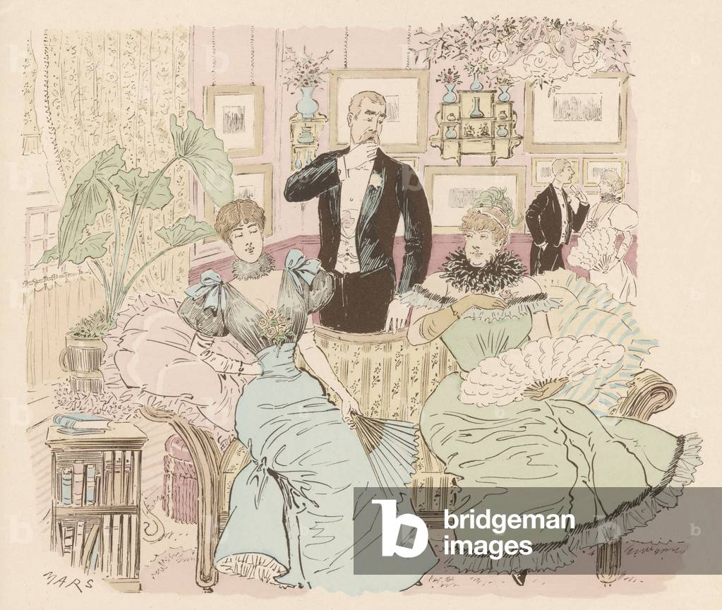 Immagine di Stampa "Dilemma del vischio" 1890 di Maurice called) Mars