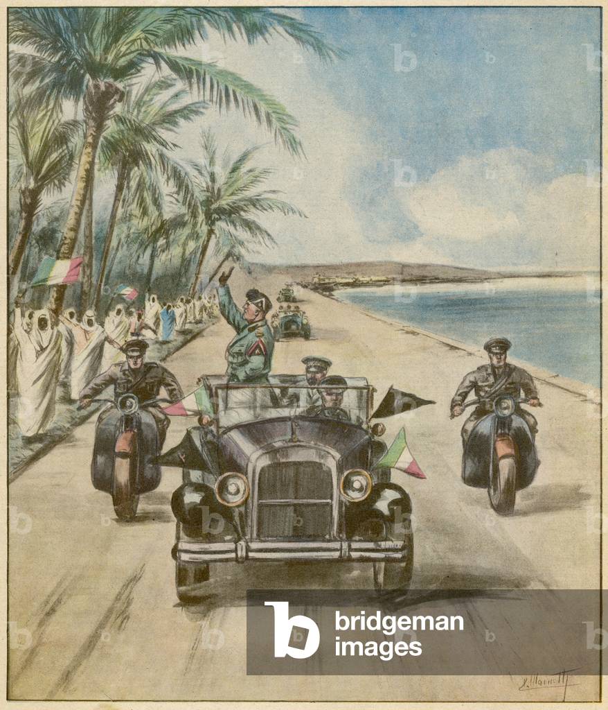 Mussolini en Libye, 1937 (litho)