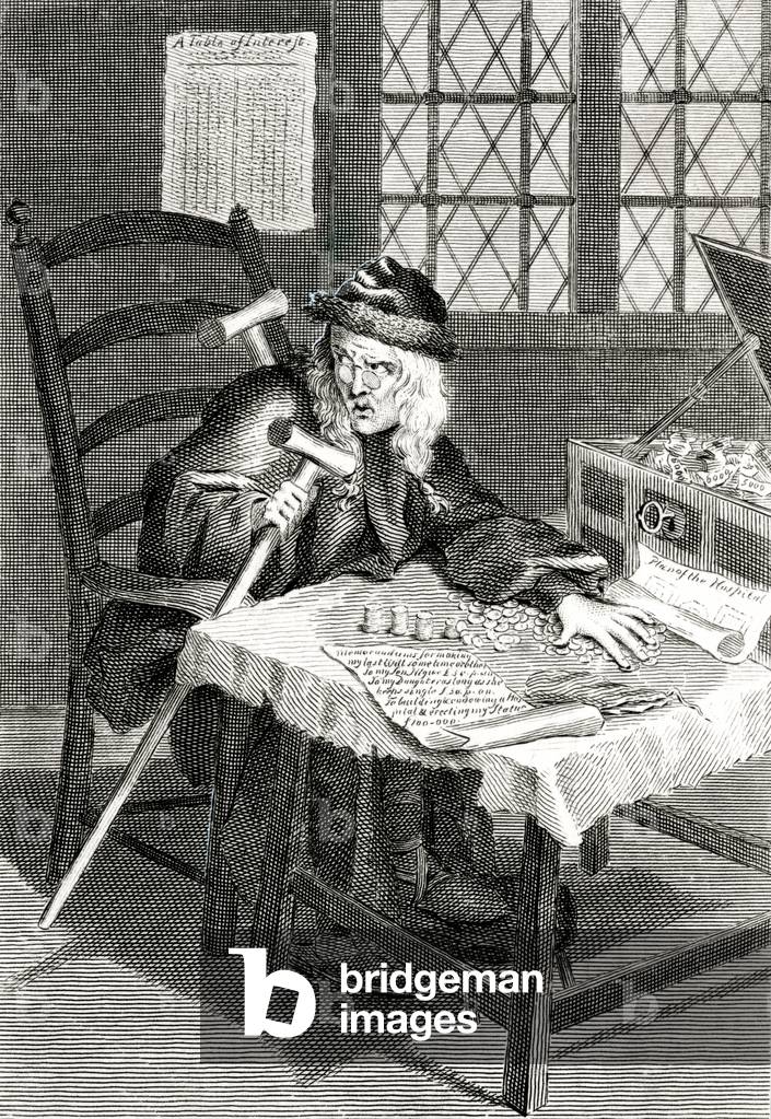 Image of Engraving depicting THOMAS GUY/MISER 1701