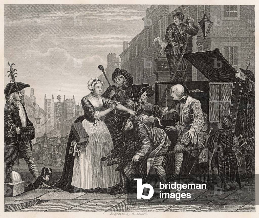 Image of Engraving depicting William Hogarth - The Rake's Progress 1735 by William Hogarth
