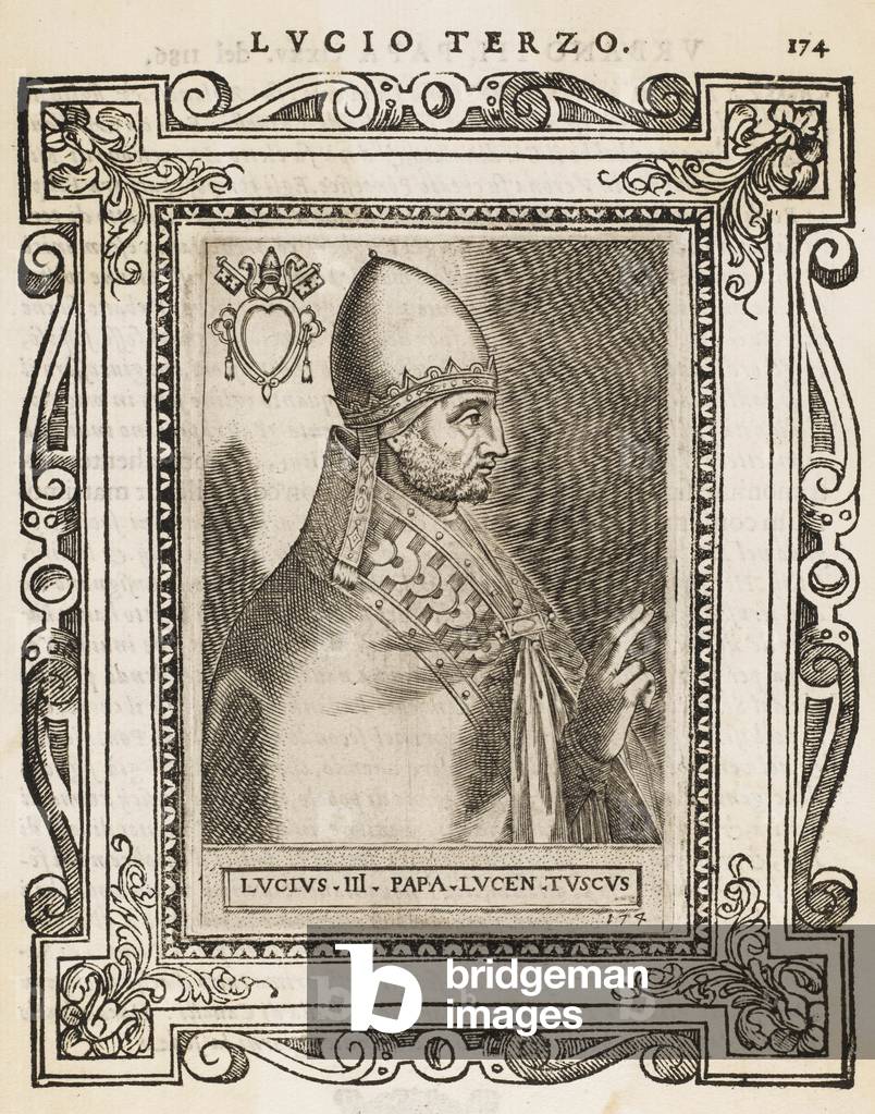 Image of Engraving depicting POPE LUCIUS III 1588 by Cavalieri
