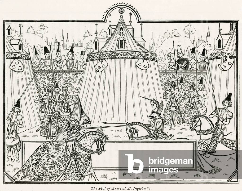 Image de Gravure représentant Tournoi de joutes 1380 par Jean Froissart