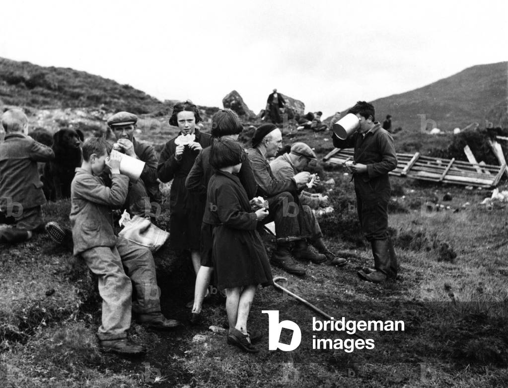 Image of Photography depicting WORKERS LUNCH BREAK 1940 by Barnaby's Studios Ltd