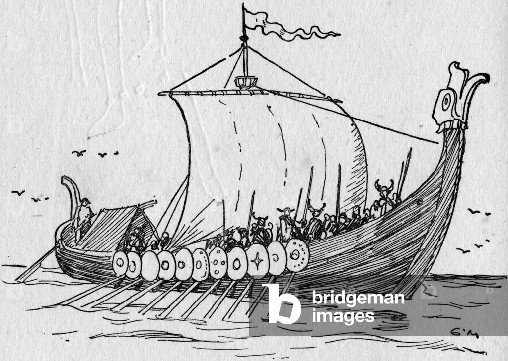 Image of Print depicting Viking Longship by George Morrow
