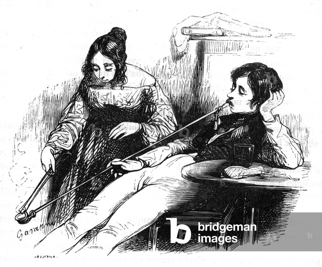 Immagine di Incisione "ACCENDENDO LA SUA" 1850