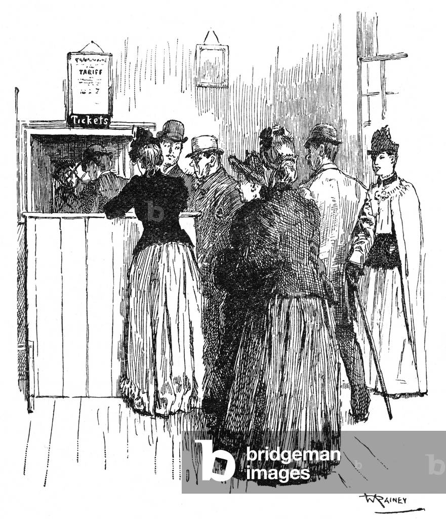 "coda di biglietteria alla stazione" 1891 di William Rainey