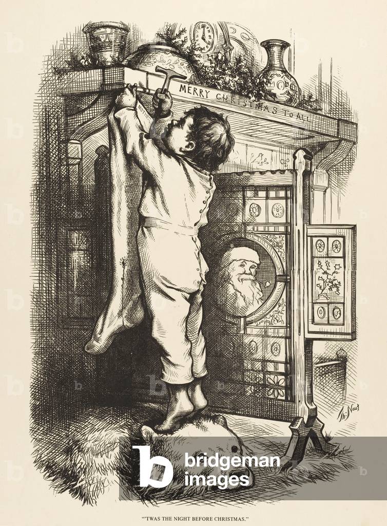 Image de Estampe représentant Chaussette suspendue 1870 par Thomas Nast