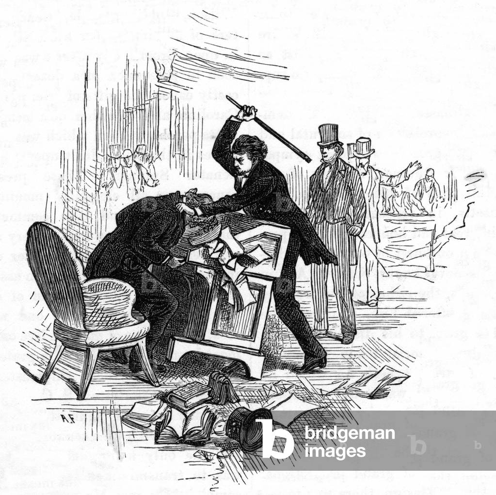 Bild von Gravur "HANDGEMENGE DER SENATOREN" 1856