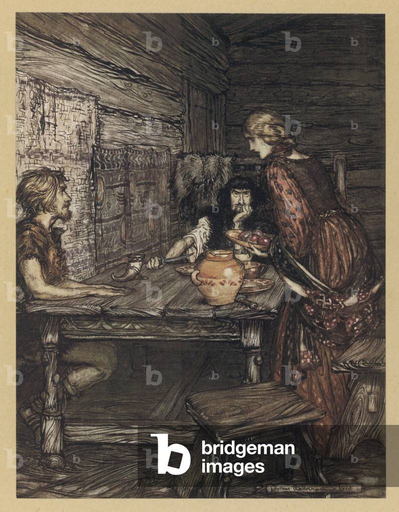 Image of Print depicting HUNDING SUSPICIOUS 1910 by Arthur Rackham