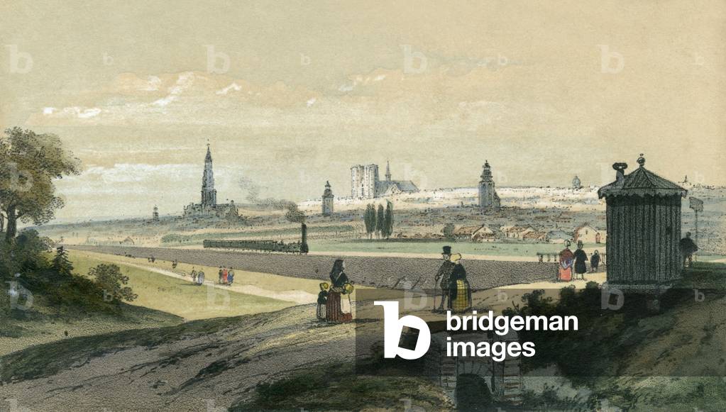 Bild von Druck "BRÜSSEL/FERNSICHT" 1850
