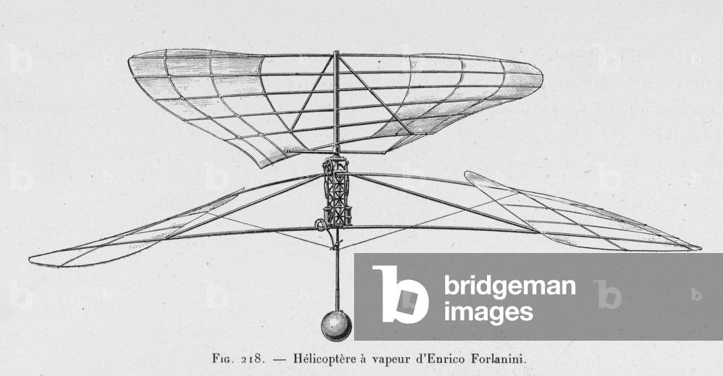 Image of Engraving depicting Forlanini Helicopter 1877