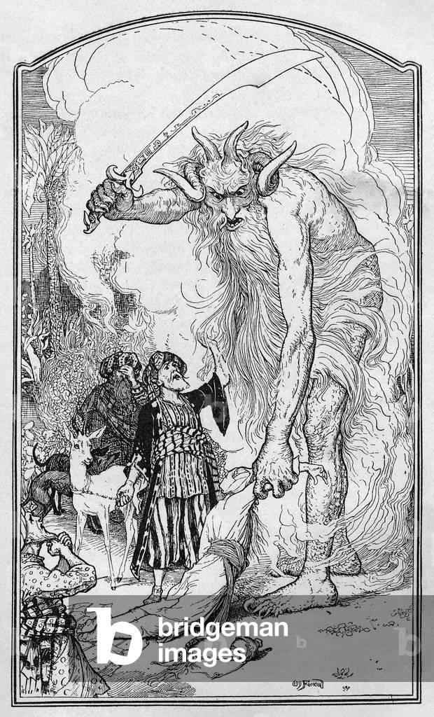 Illustration for the Arabian Nights (the merchant and the djinn), 19th century  (print)