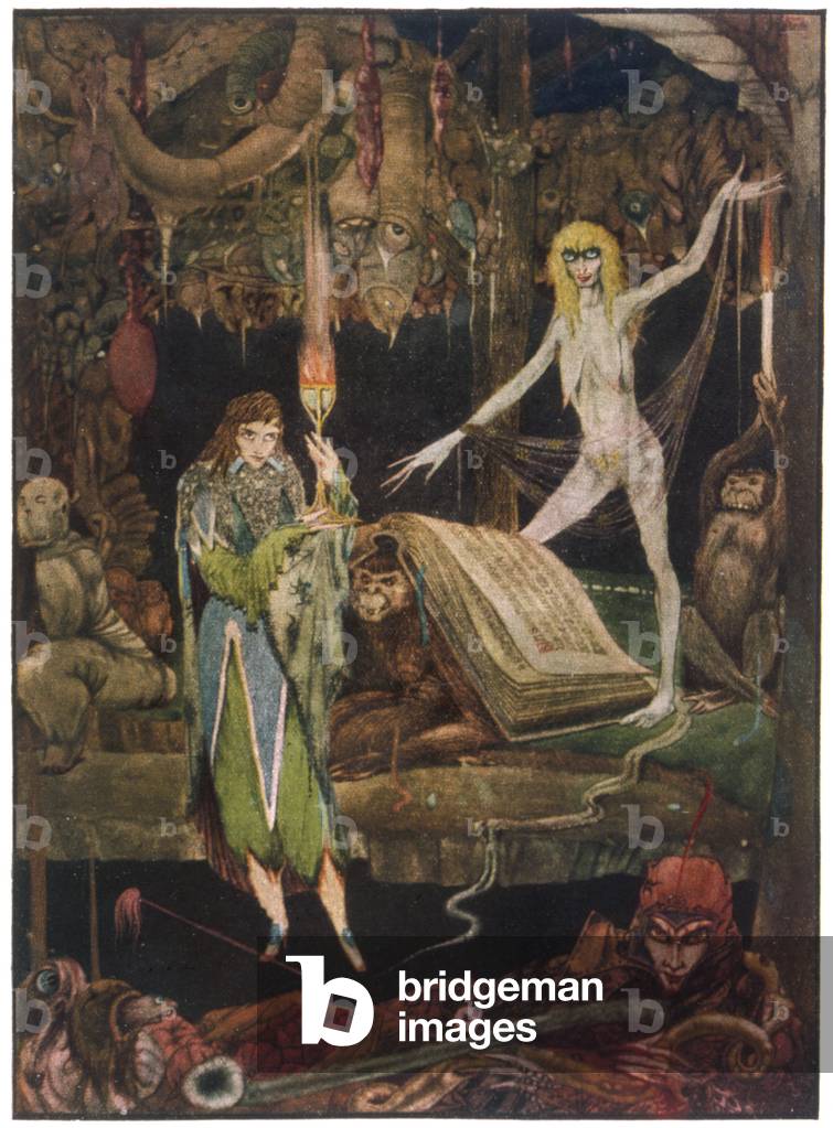 Bild von Druck "Faust in der Hexenküche" von Harry Clarke