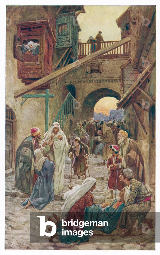 Immagine di Stampa "GUARIGIONE A CAFARNAO" 1890 di William Brassey Hole