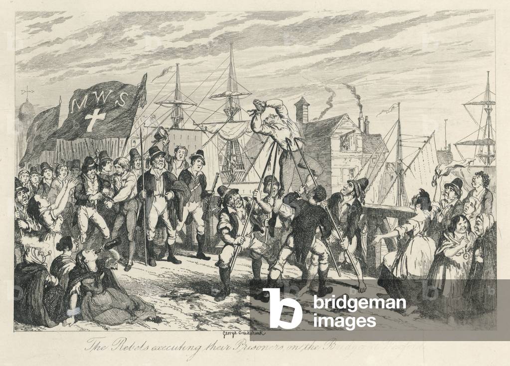 Image de Estampe représentant 1798 REBELLES TUENT UN CAPTIF 1798 par George Cruikshank