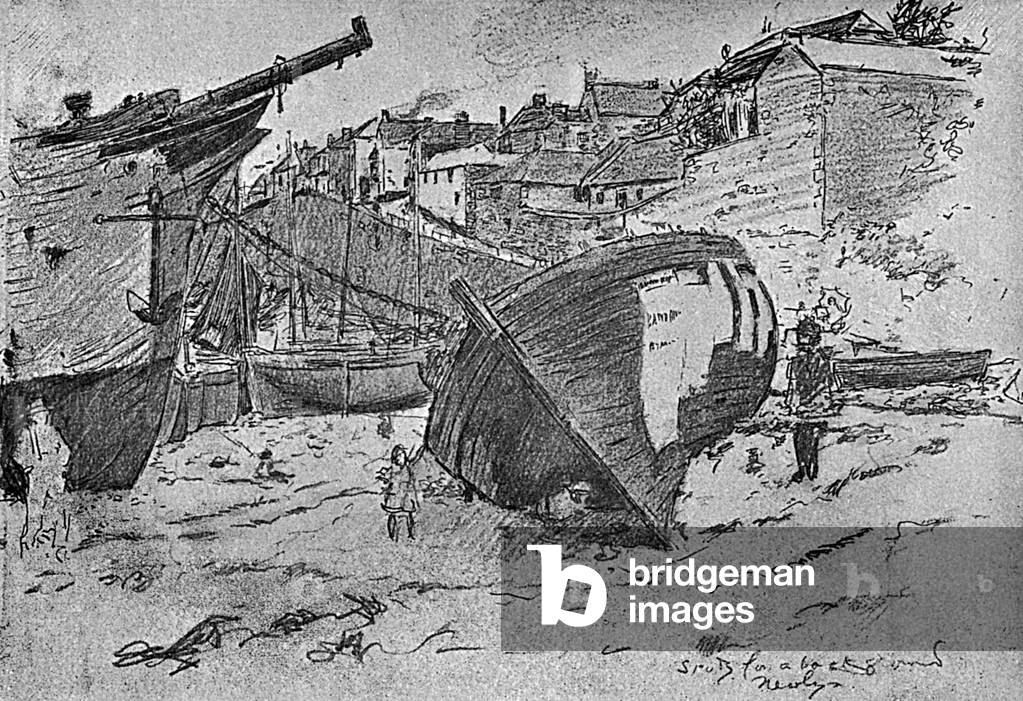 Image of Print depicting Study for a background - Newlyn 1890 by Philip William May