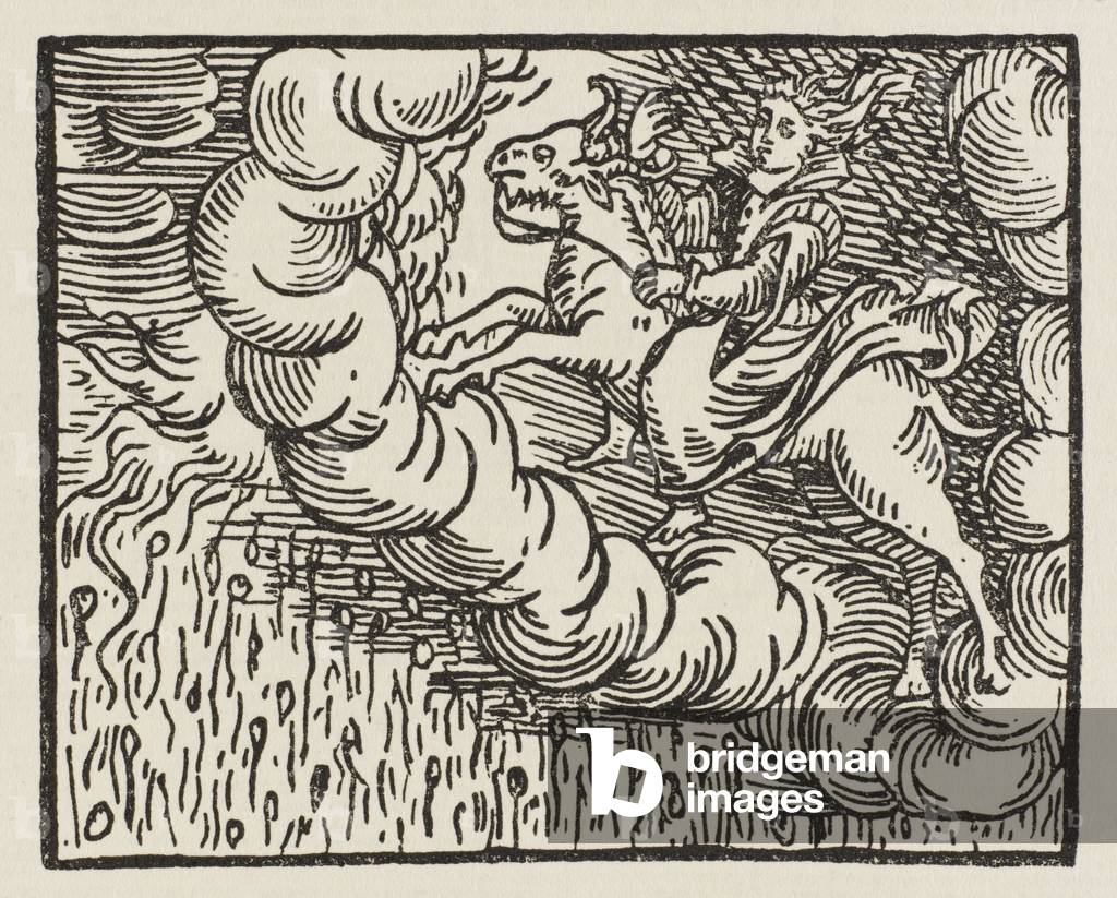 Image de Gravure représentant LE DÉCLENCHEMENT D'UNE TEMPÊTE DE GRÊLE 1626 par Francesco Maria Guazzo