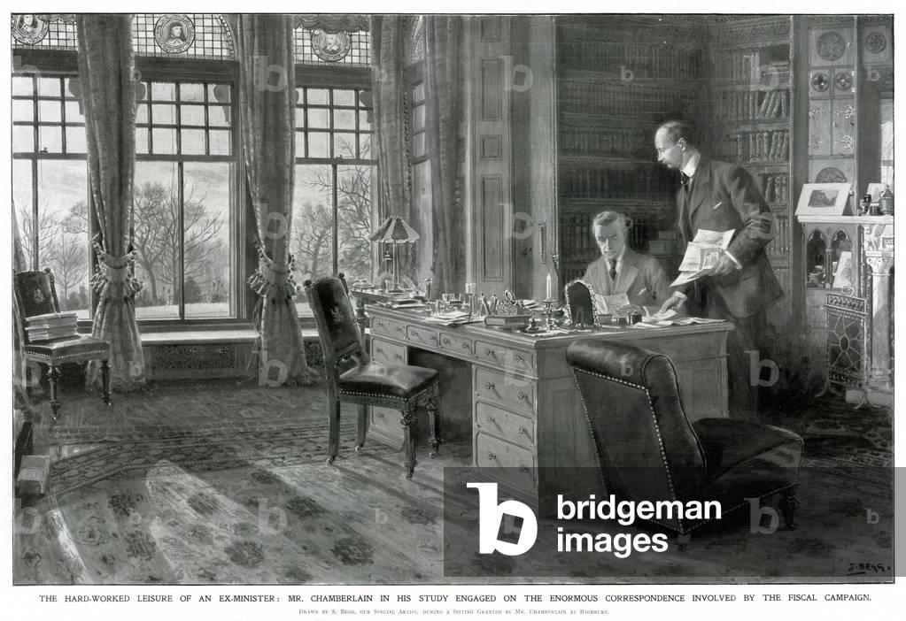Immagine di Stampa "Chamberlain nel suo studio" 1903 di Samuel Begg