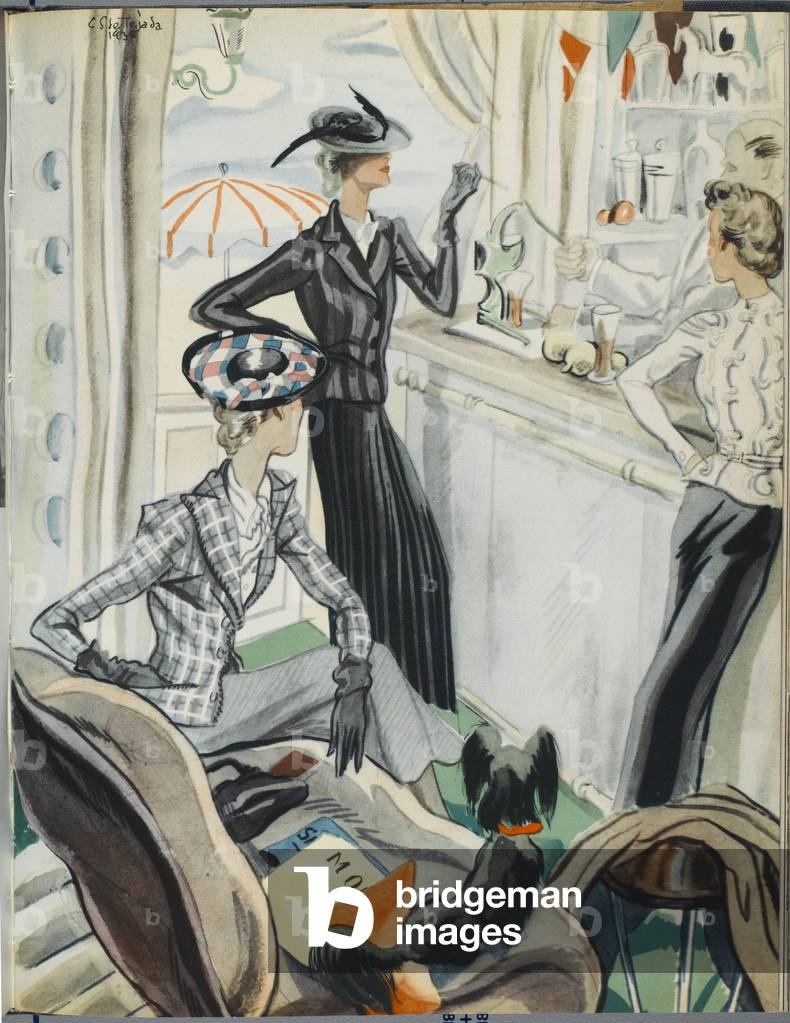 Image of Print depicting COCKTAIL CHIC 1937 1937 by Carlos Saenz de Tejada