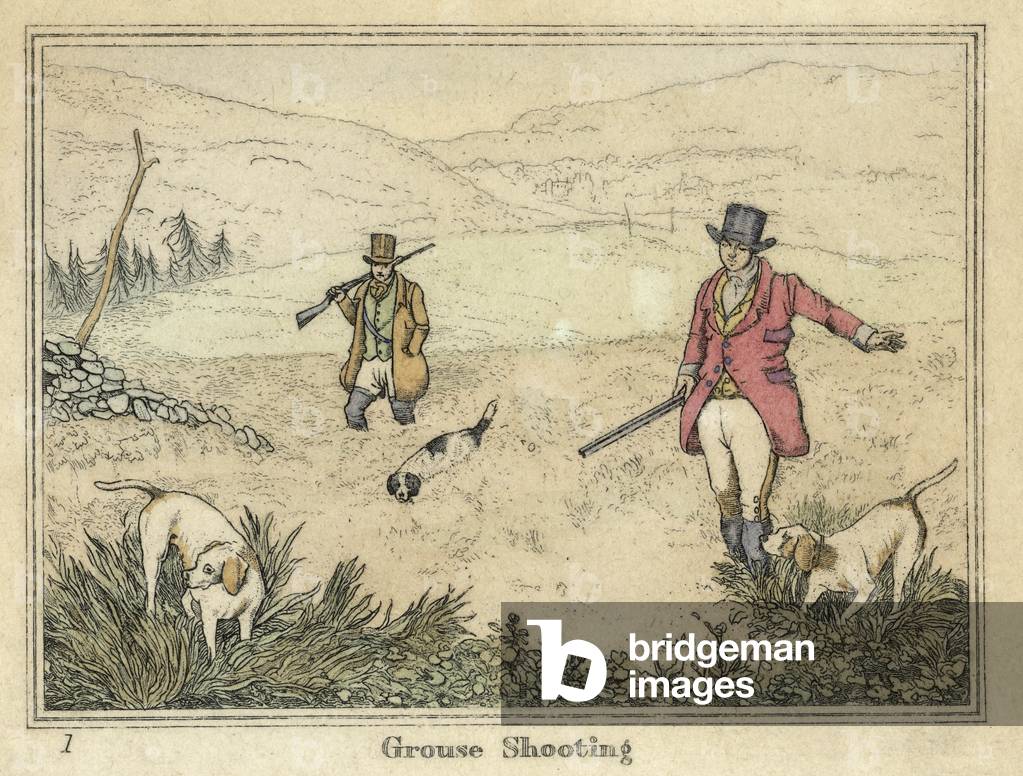 Bild von Druck "MOORHUHN SCHIESSEN" 1820 von Henry Thomas Alken