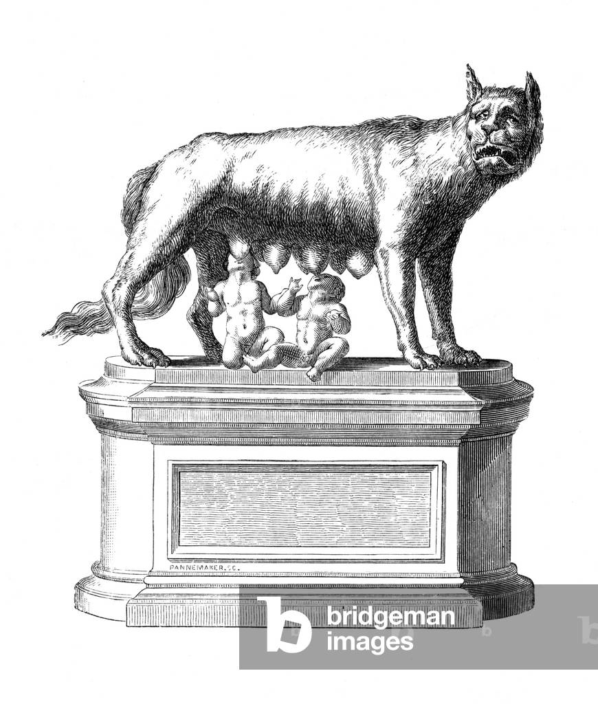 Bild von Gravur "ROMULUS & REMUS & WOLF" 1801