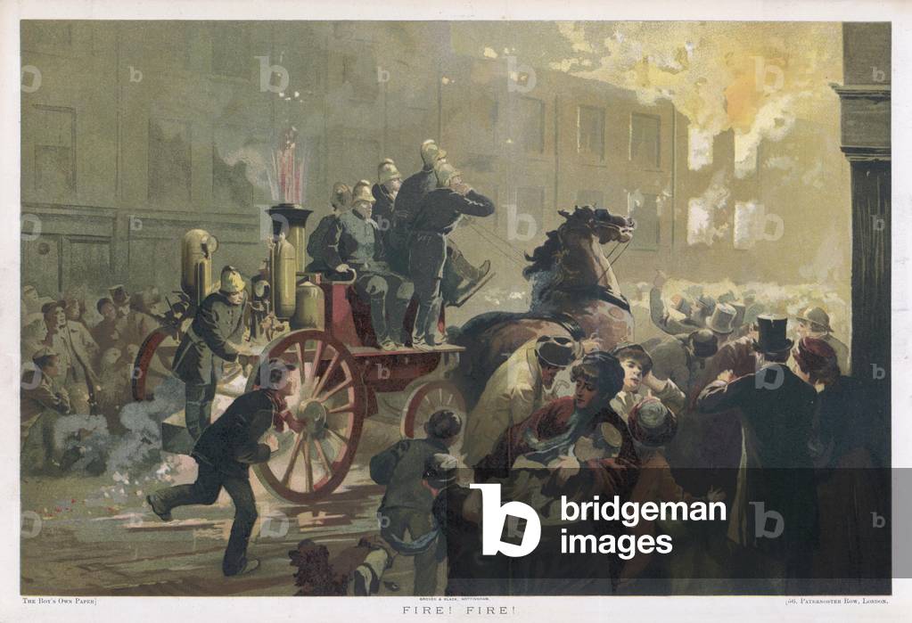 Bild von Druck "FEUERWEHRAUTO IN AKTION" 1886