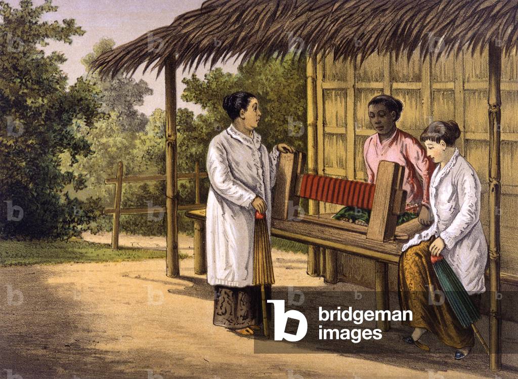 Image of Print depicting WEAVING IN JAVA 1882