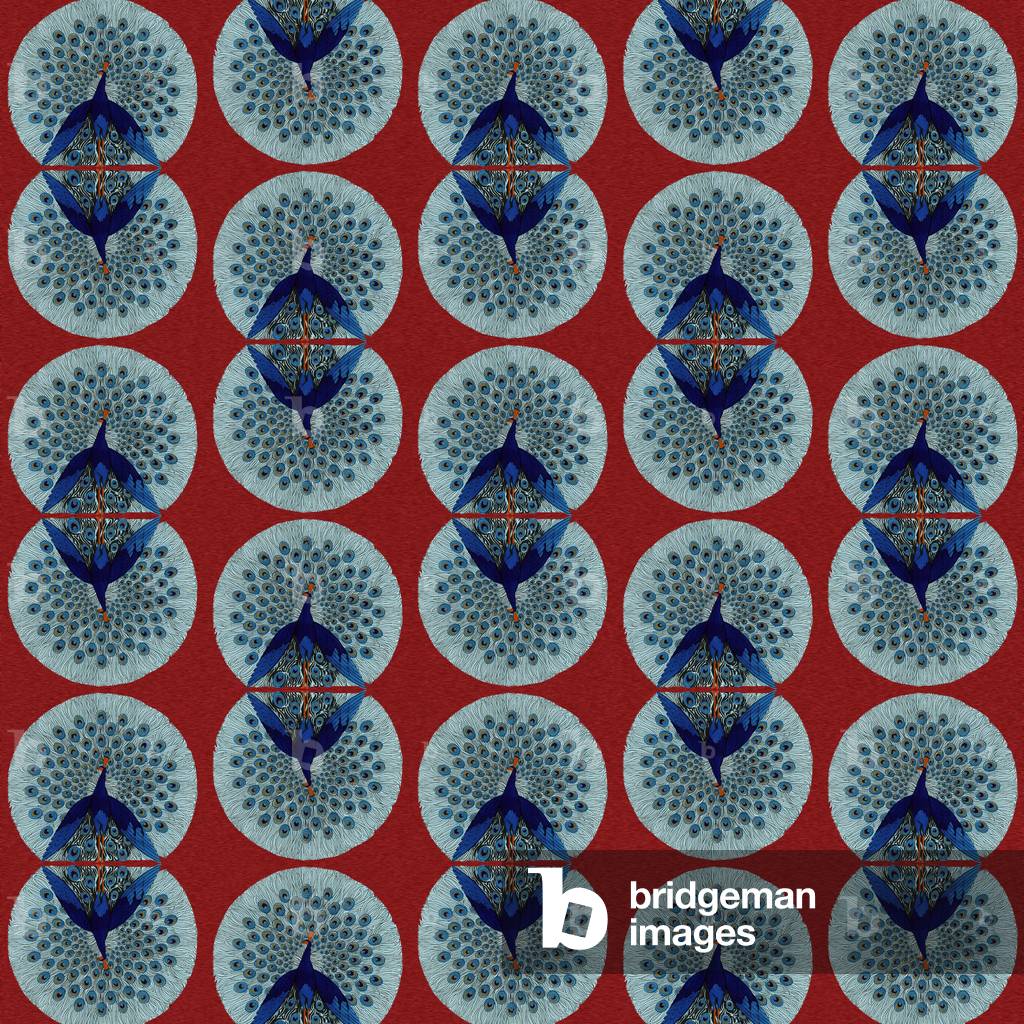 Image of Print depicting Repeating Pattern - peacocks 1801
