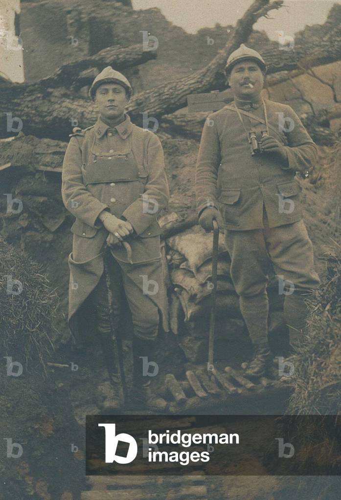 Men of the 133rd Infantry Regiment in a trench (b/w photo)