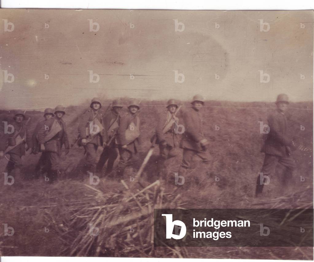 German assault troops marching at Sainte-Marie a Py