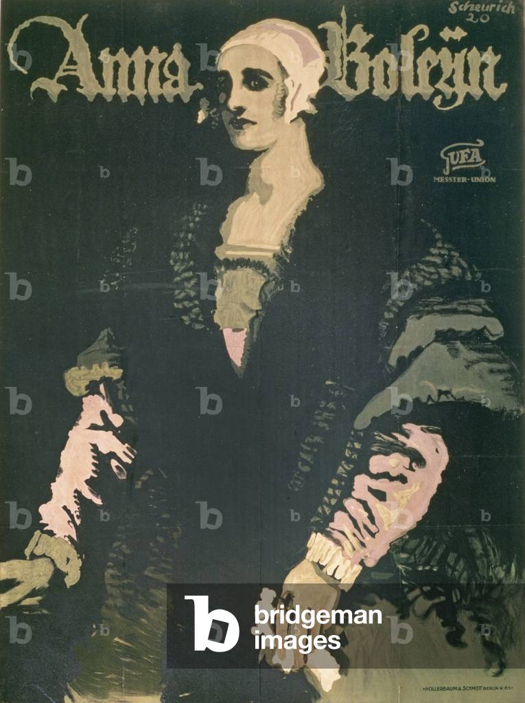 Poster for the German film 'Anna Boleyn' (Anne Boleyn) directed by Ernest Lubitsch, 1920 (colour litho)