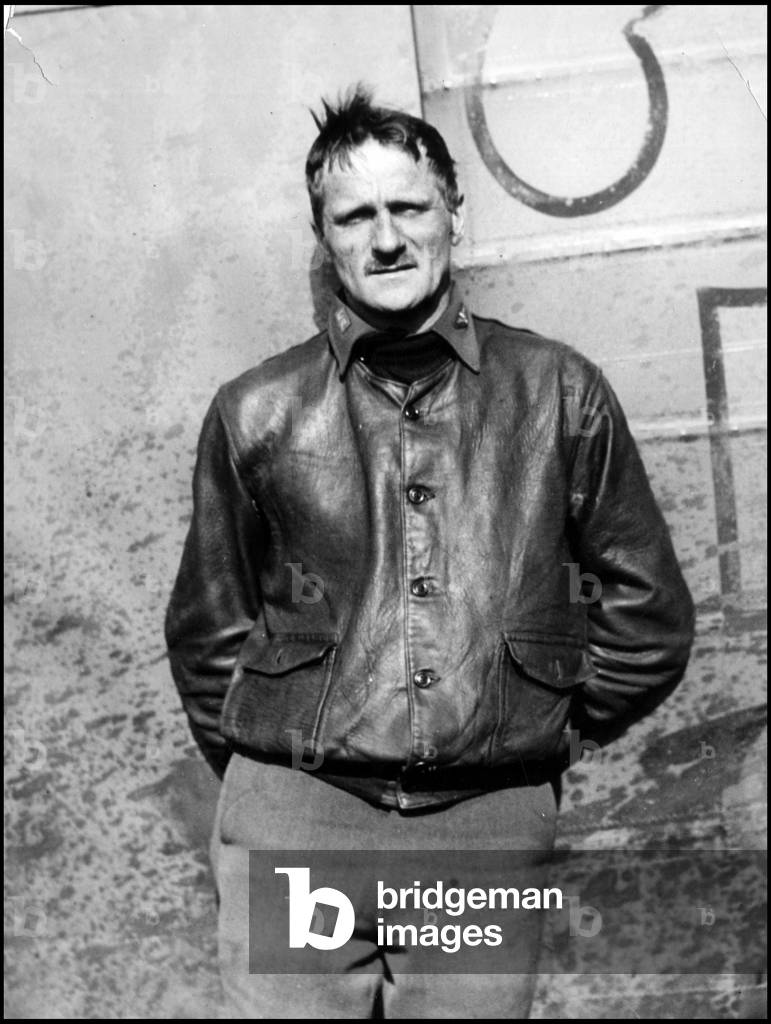 San Diego, California USA January 1929: Major Carl Spaatz (1891-1974) who was able with Captain Ira C.Eaker on his trimmotor Fokker leaving the “Question Mark” in flight for 150 hours