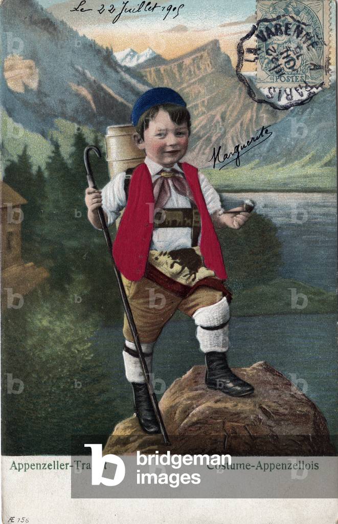 Switzerland: child wearing traditional Appenzell costume - Postcard dated 1905